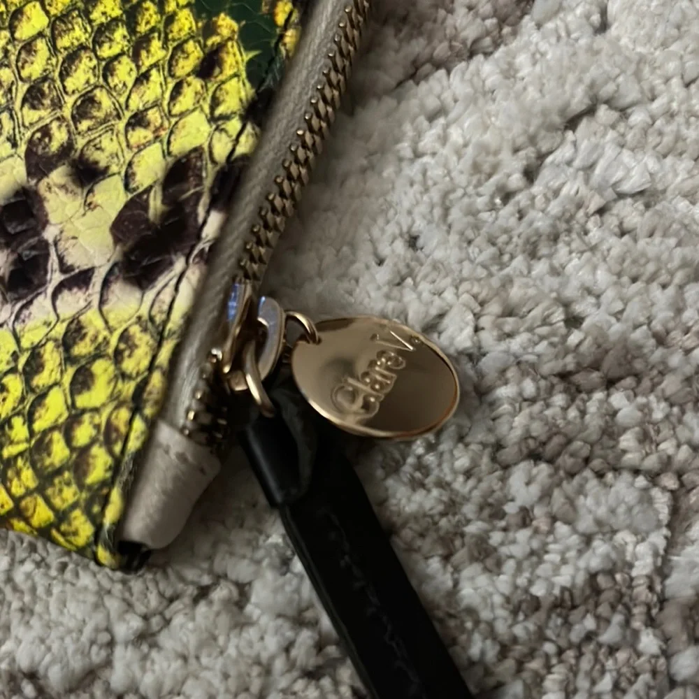 Clare V Yellow and Black Snakeskin Pouch - Picture 3 of 7